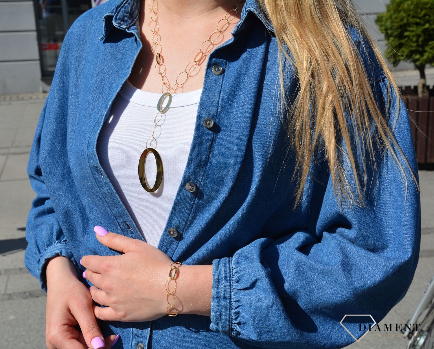 Bransoletka srebrna pozł. owalne ogniwka Dall'Acqua B RM 17987 (2).JPG